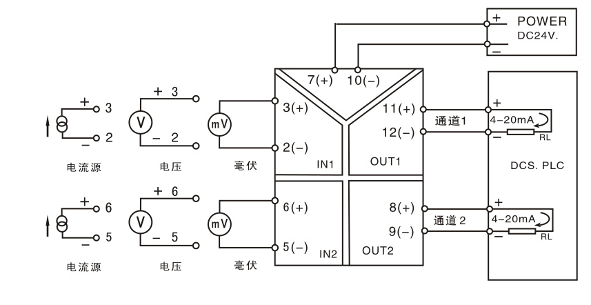 電流電壓信號(hào)隔離器接線(xiàn)圖